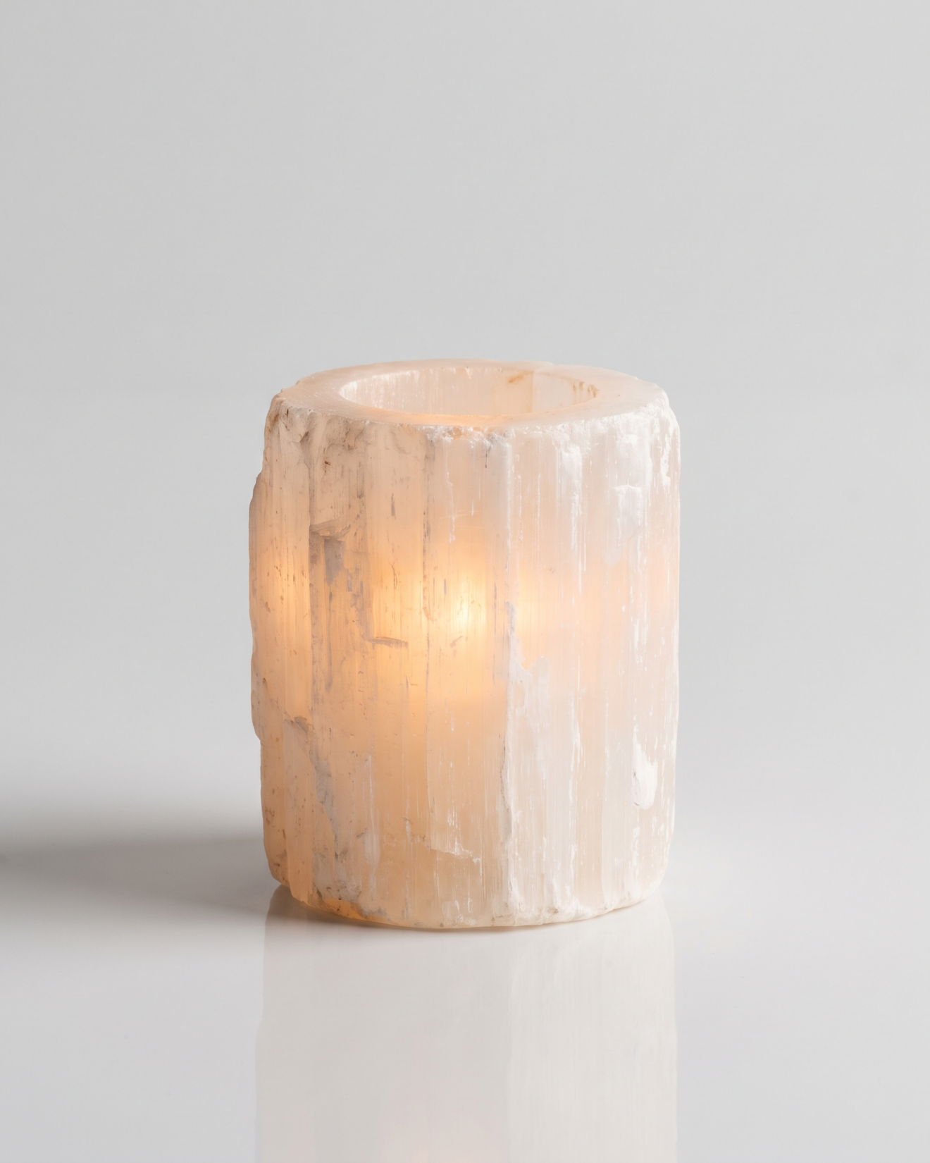Selenite Cylinder Candle Holder