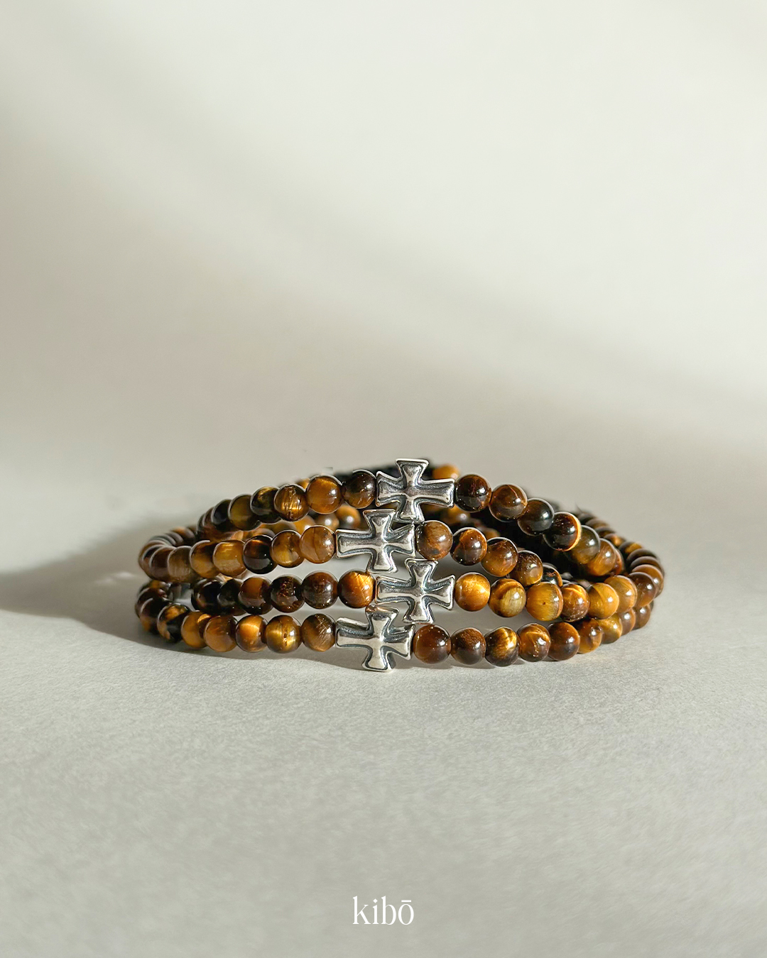 Tigers's Eye & 925 Sterling Silver Cross