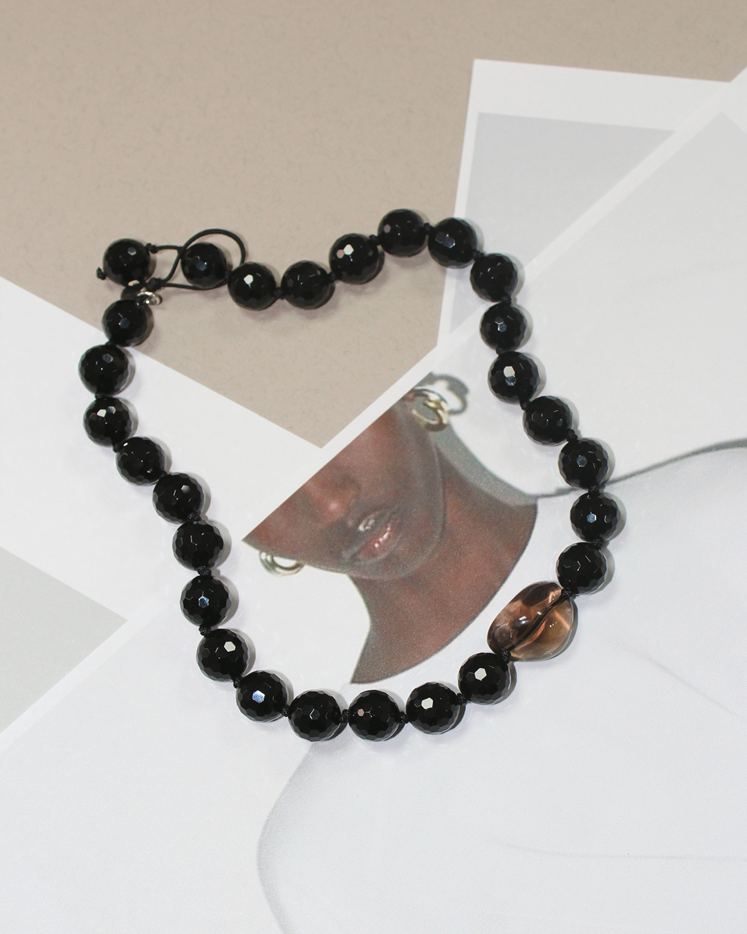 Black Onyx & Smoky Quartz Necklace
