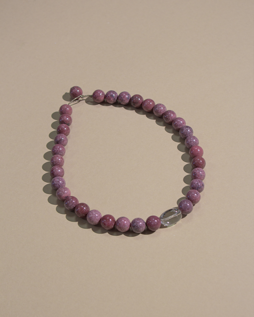 Rhodonite and Clear Quartz Necklace