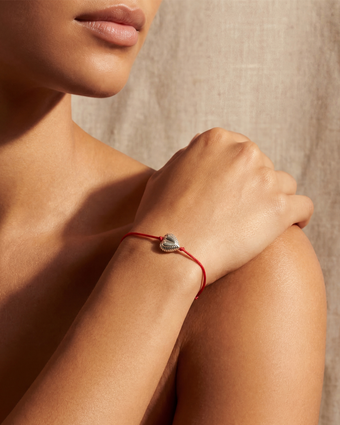 Red String "HEART" charm Bracelet - Sold as Pair
