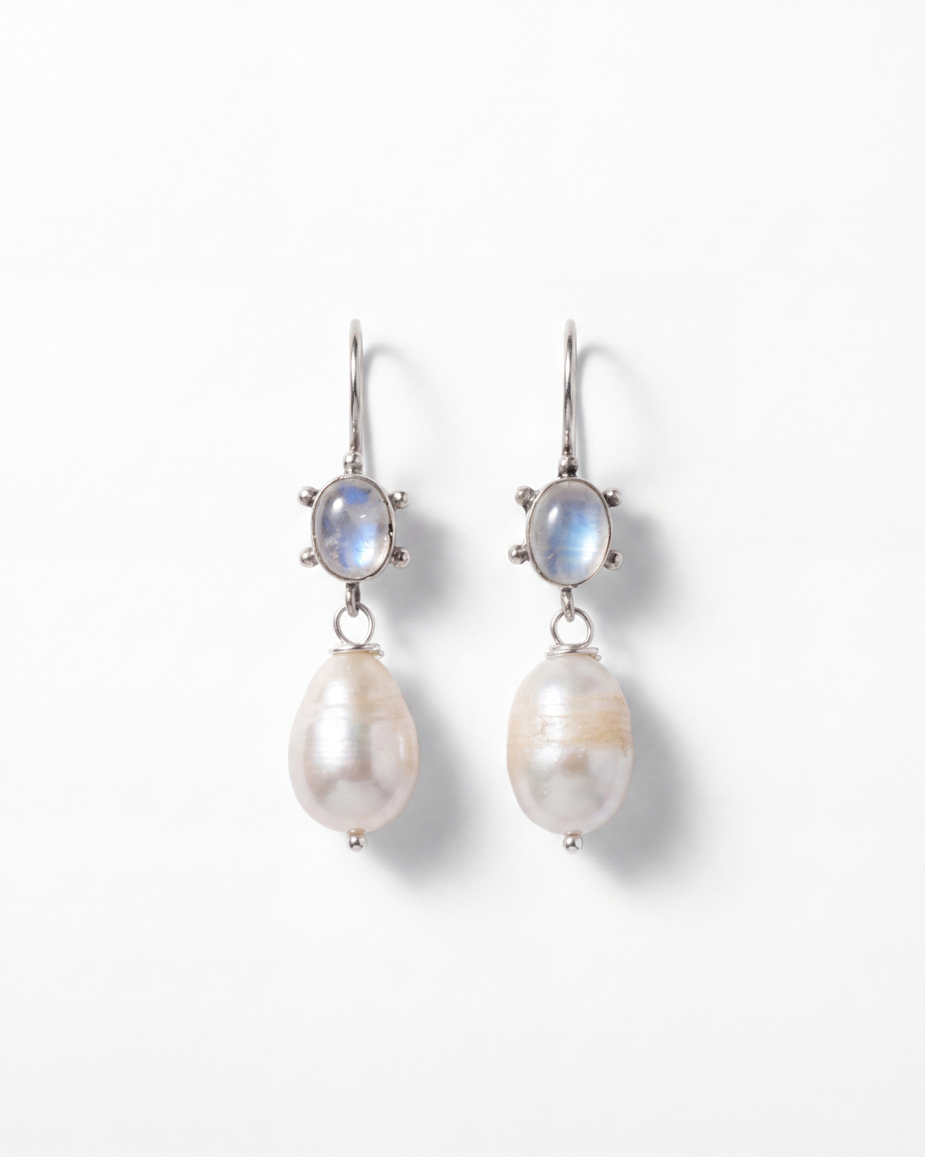 Moonstone & Pearl Drop Earrings