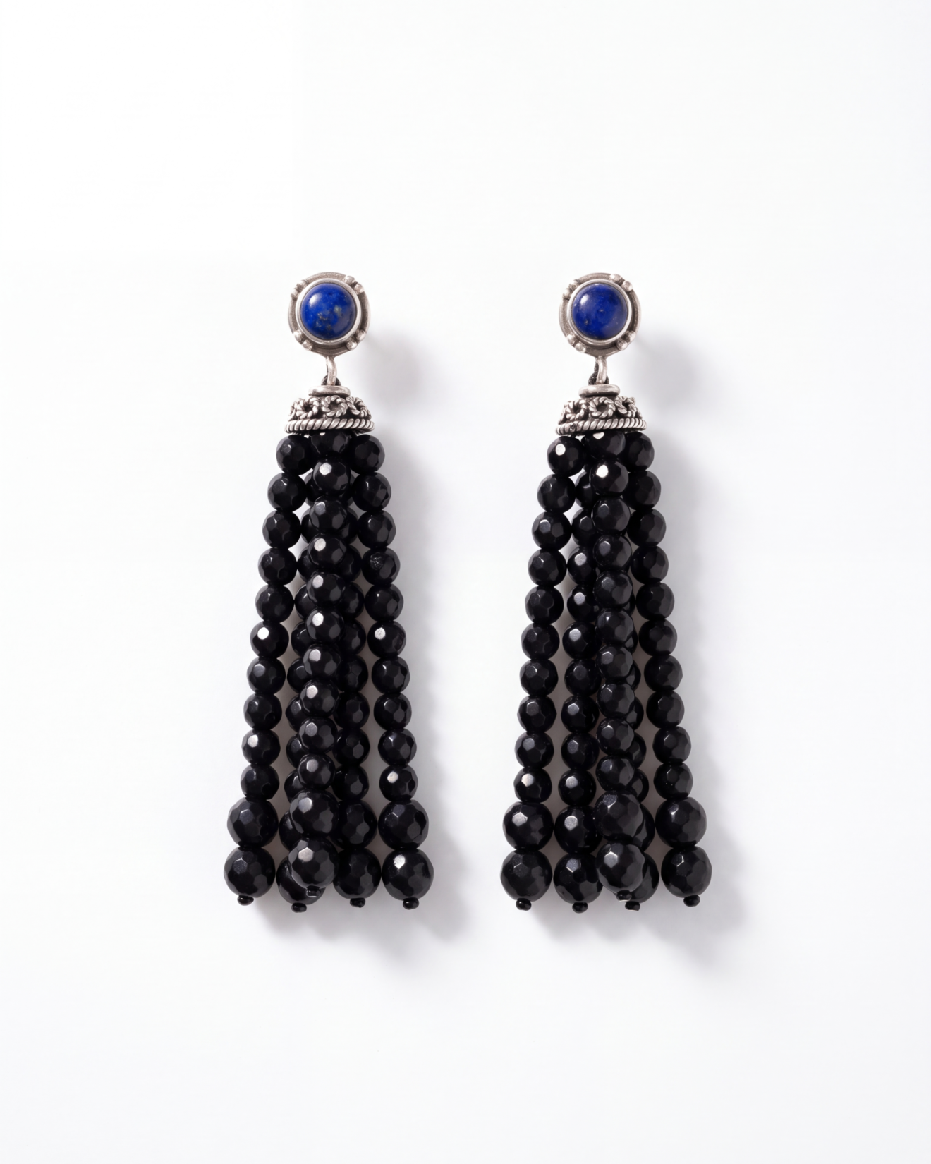 Midnight Lapis Lazuli Tassel Earrings