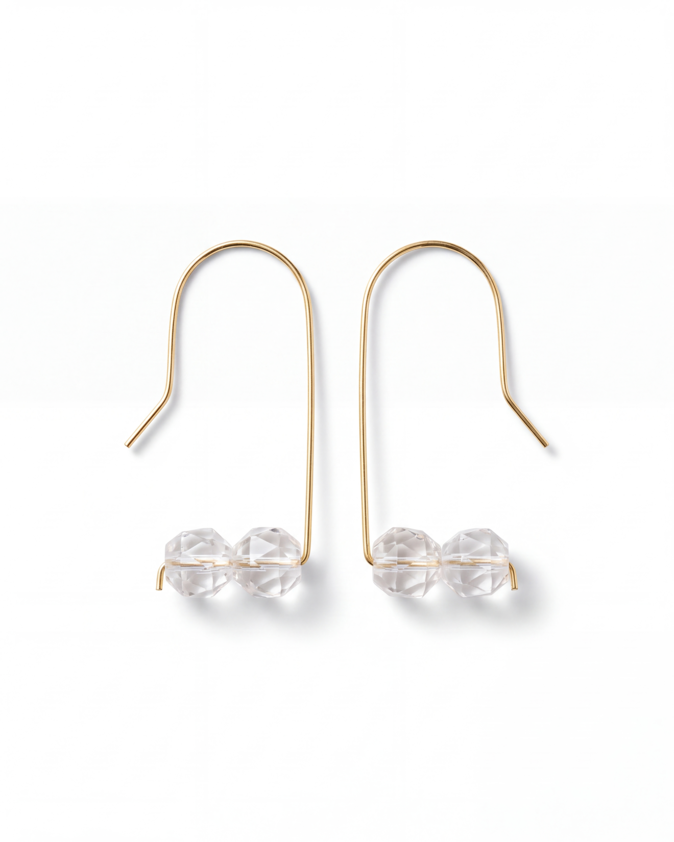 Clear Quartz Gold Hook Earrings